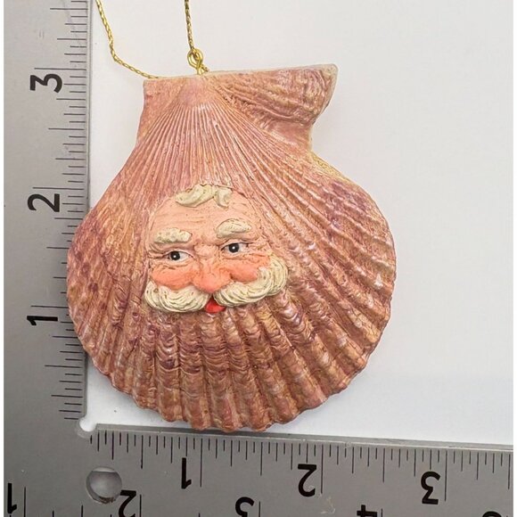 Vintage Santa Face Faux Clam Shell Christmas Tree Ornament Midwest Beach Coastal - Picture 3 of 6